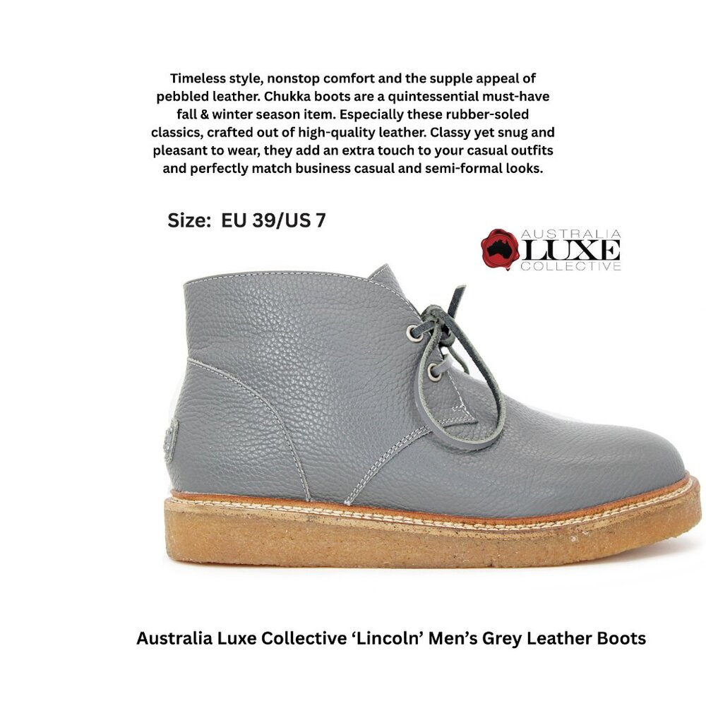 Australia Luxe Collective ‘Lincoln’ Men’s Grey Leather Boots
